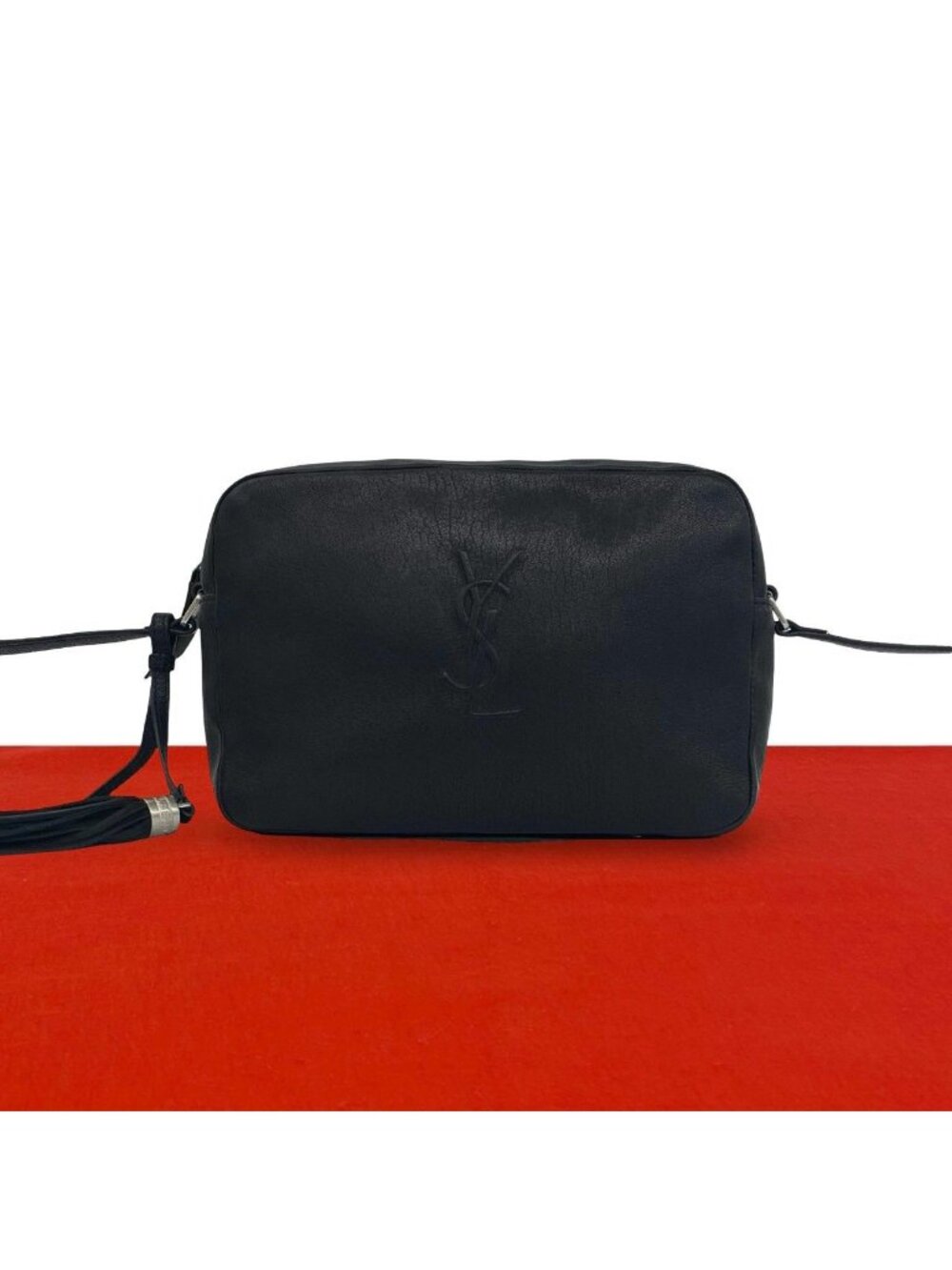 Saint Laurent YSL Cassandra Logo Tassel Leather Mini Shoulder Bag Black